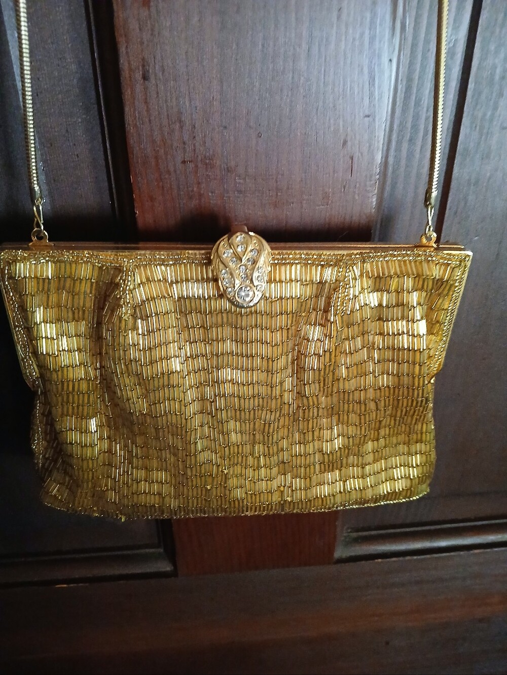 La Regale Vintage Gold Beaded Evening Bag